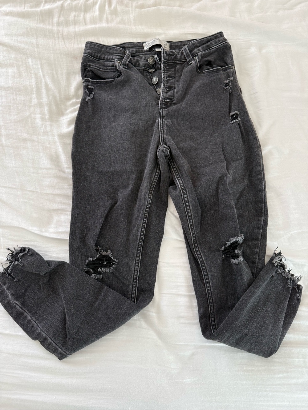 Abercrombie & Fitch Black Distressed High-Rise Jeans